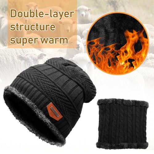 Mens Womens Winter Baggy Slouchy Knit Warm Beanie Hat and Scarf Ski Skull Cap US - Picture 78 of 107