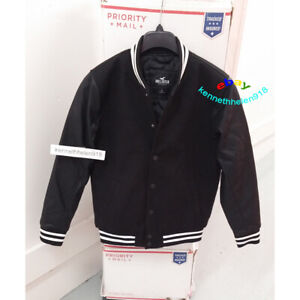 HOLLISTER MENS FAUX LEATHER VARSITY 