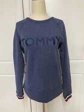NWOT Tommy Hilfiger Embroidered Sweatshirt Crew Neck Blue Pullover Women's Sz S