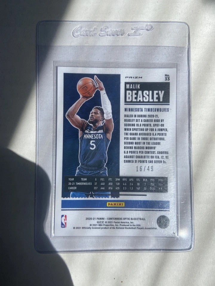 2021 Contenders Optic Malik Beasley Orange Holo /49 SP - Image 2 of 2