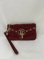 BOLZANO RED LEATHER CLUTCH WRISTLET WALLET.