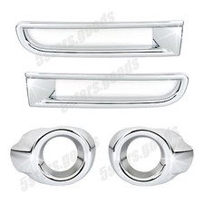 4p Chrome Front Rear Lower Fog Light Covers Trims For Mitsubishi Lancer Sedan