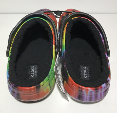 CROCS Tie Dye Faux Fur Lined Shoes Mens Size 10 Psychedelic  display picture 3