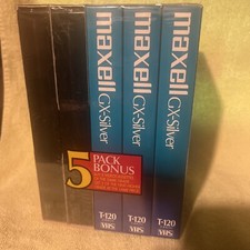 Maxell VHS Video Tapes 2 HGX-Gold 3 GX-Silver T-120 5-Pack 6 Hour NEW, Sealed