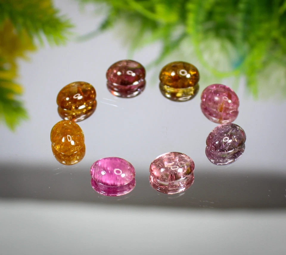 Natural Multi Color Tourmaline Cabochon Lot Gemstone for Jewelry Making, 9x7x4mm - Image 3 of 4