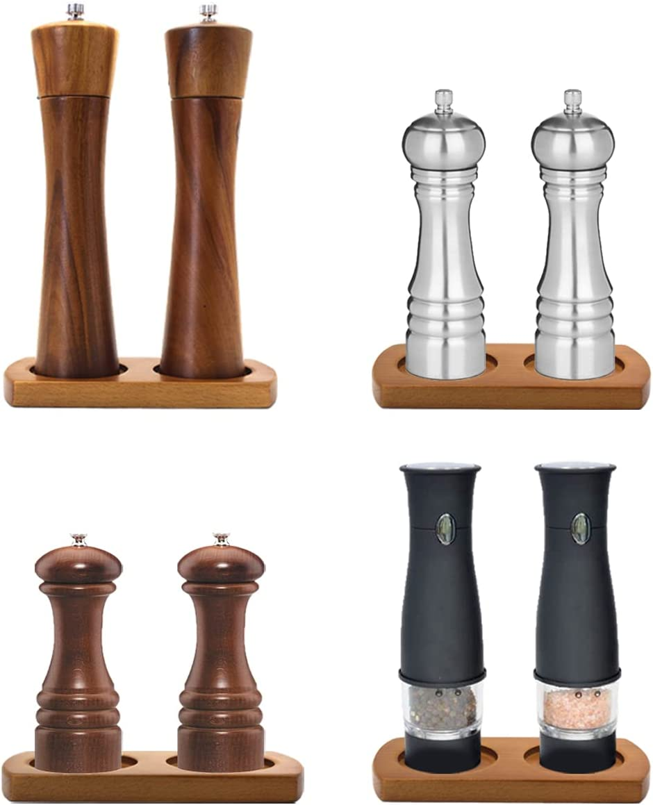 Salt and Pepper Mill Tray, Acacia Wood Pepper Mill Rest, Salt and