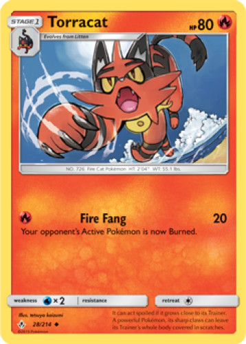 1x Torracat 28/214 Unbroken Bonds Pokemon TCG Card NM