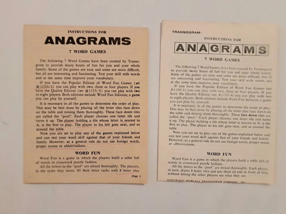 1954 Anagrams Game Transogram Play 7 Word Games~Complete~Vintage - Image 4 of 4