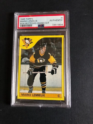 1985 MARIO LEMIEUX TOPPS ROOKIE BOX BOTTOM -  #1 -  PSA AUTHENTIC