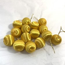 15 Pc Vintage Gold Small Satin Christmas Ornaments Styrofoam Balls 1"