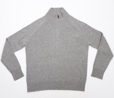 J Crew 100 cashmere sweater sz Large gray 1/4 zip multiply knit