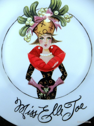 Holiday Shoppery Decorative Christmas 8" Plates Made for Neiman Marcus PORTUGAL - Picture 7 of 10