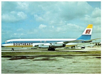Southeast MCA Leasing Boeing 707 at Miami 1979 Airplane Postcard 
