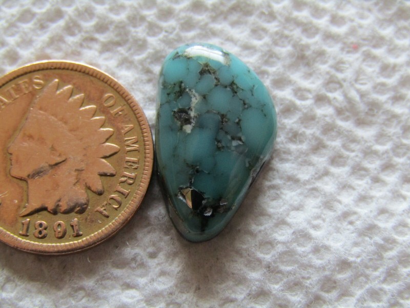 Campitos Turquoise Cabochon 8.7 carat Iron Pyrite Blue cab