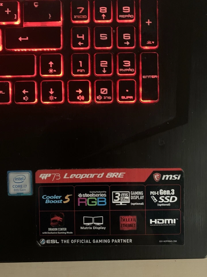 MSI GP73-8RE Leopard Gaming Laptop i7-8750 GTX 1060 1TB HDD 256 SSD 16 GB 17” - Image 3 of 3