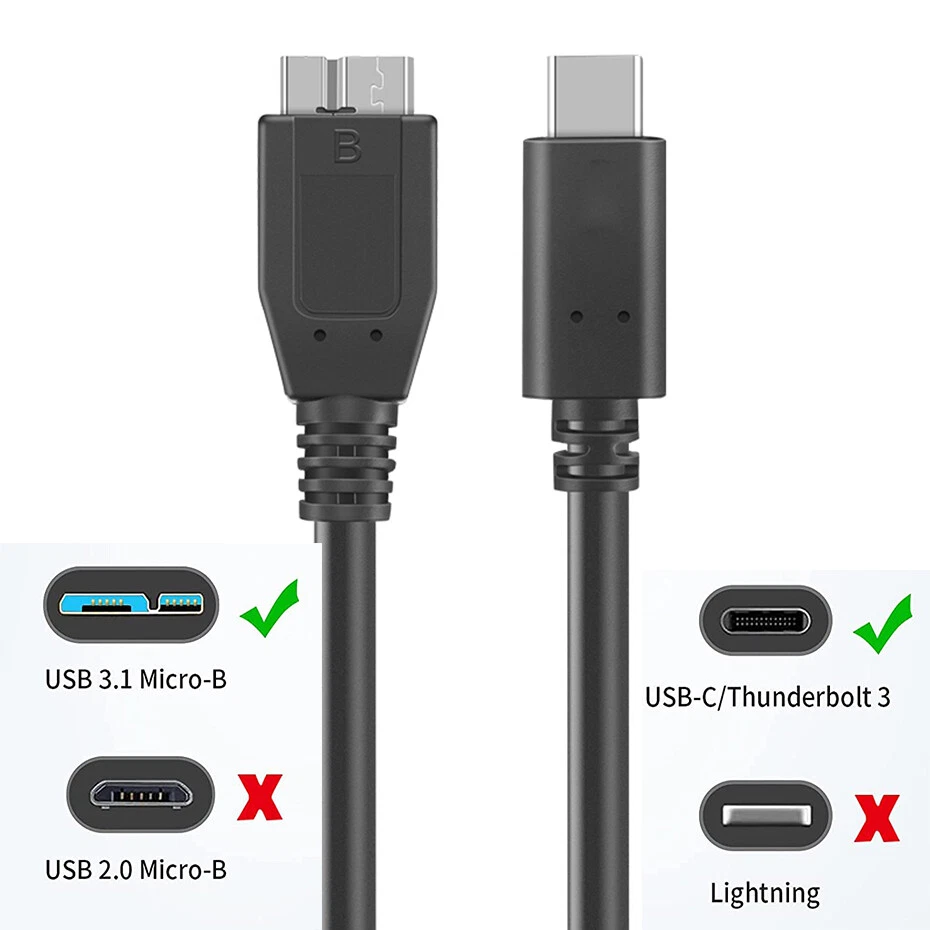 USB 3.0 cable (USB C - Micro B)