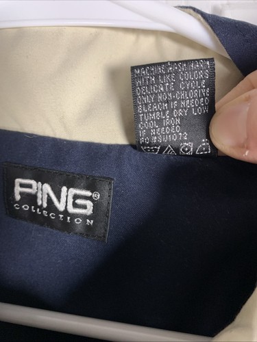 PING 1/2 Zip Golf Jacket | Removable sleeves | True Navy Size XL Blue & Cream - Picture 6 of 9