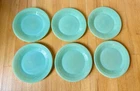 Vintage Fire King Jane Ray 9 1/8" Jadeite Ribbed Set of 6 Dinner Plates