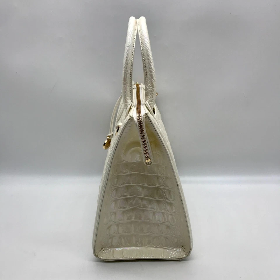 Brahmin White Croc Embossed Leather Caroline Convertible Satchel - Image 3 of 4