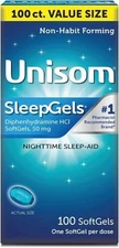 Unisom Nighttime Sleep Aid Softgels 50mg Diphenhydramine HCl 100 Count – Insomni
