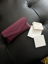 Bvlgari Sunglasses Eyeglasses Case Leather W Cloth Booklet Purple