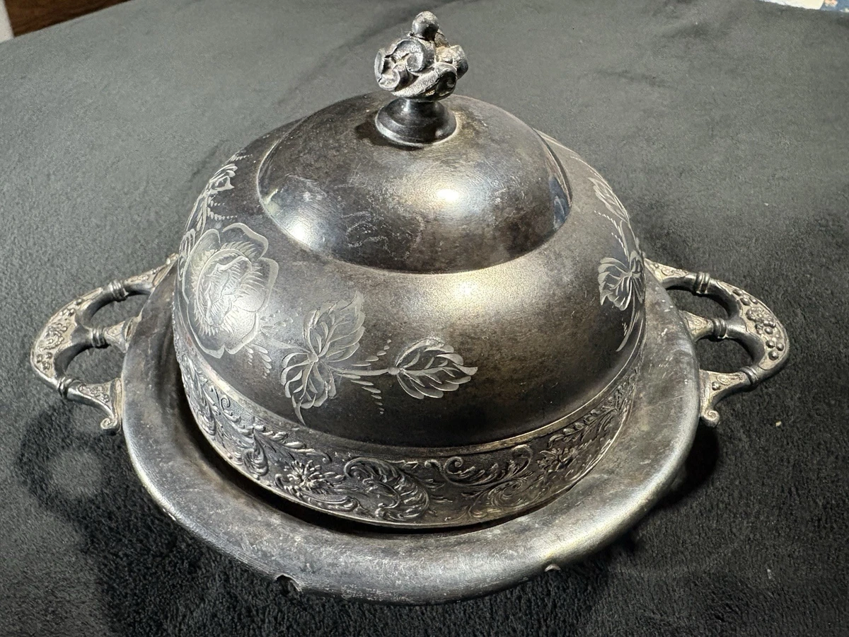 Antique Silver Plate Butter Dish In Antique Us Silver-Plated