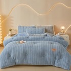 Thick Winter Warm Quilt Reversible Waffle Plush Comforter 200x230cm Blue