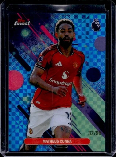 2025-26 Topps Finest Premier League Matheus Cunha Common Blue Checkerboard #/99