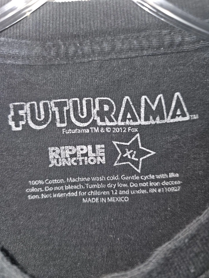 Futurama Bender Fry 2012 Retro Xl Mens Black Graphic Logo Short Sleeve Tshirt - Image 4 of 4