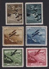 Liechtenstein Monoplane and Biplane over Vaduz Castle Airmail 6v 1930 MH