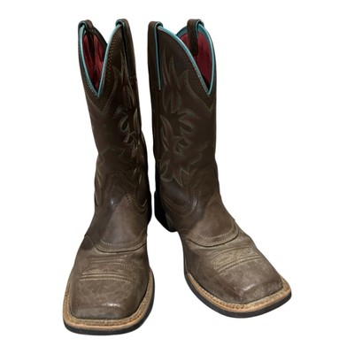 Ariat  Women's Square Toe Brown Leather Cowboy Boots  6.5B