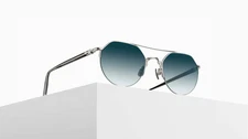 Matsuda M3141 Sunglasses Silver Half Rim Frame with Blue Gradient Lenses
