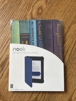 Barnes & Noble Nook GlowLight Plus Book Cover With Tab BOOK SHELF Design NIB