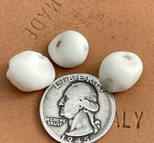 3 Tumbled Sea Glass Pottery Nuggets Lumpy Beads with Plugged Holes lot#1720