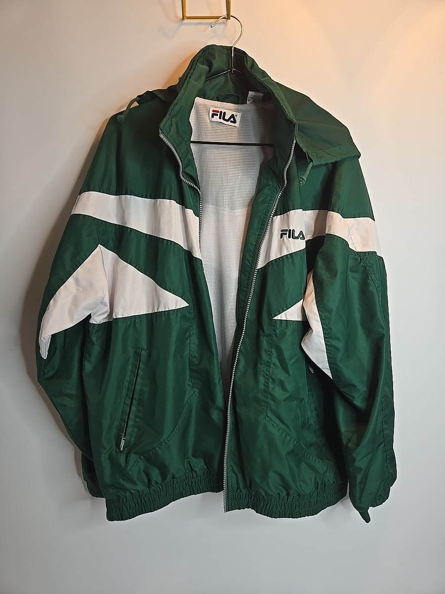FILA グラデーション ウィンドブレーカー ジャケット ビンテージ ランニング Vintage Green and White FILA Windbreaker Jacket Sz M | eBay