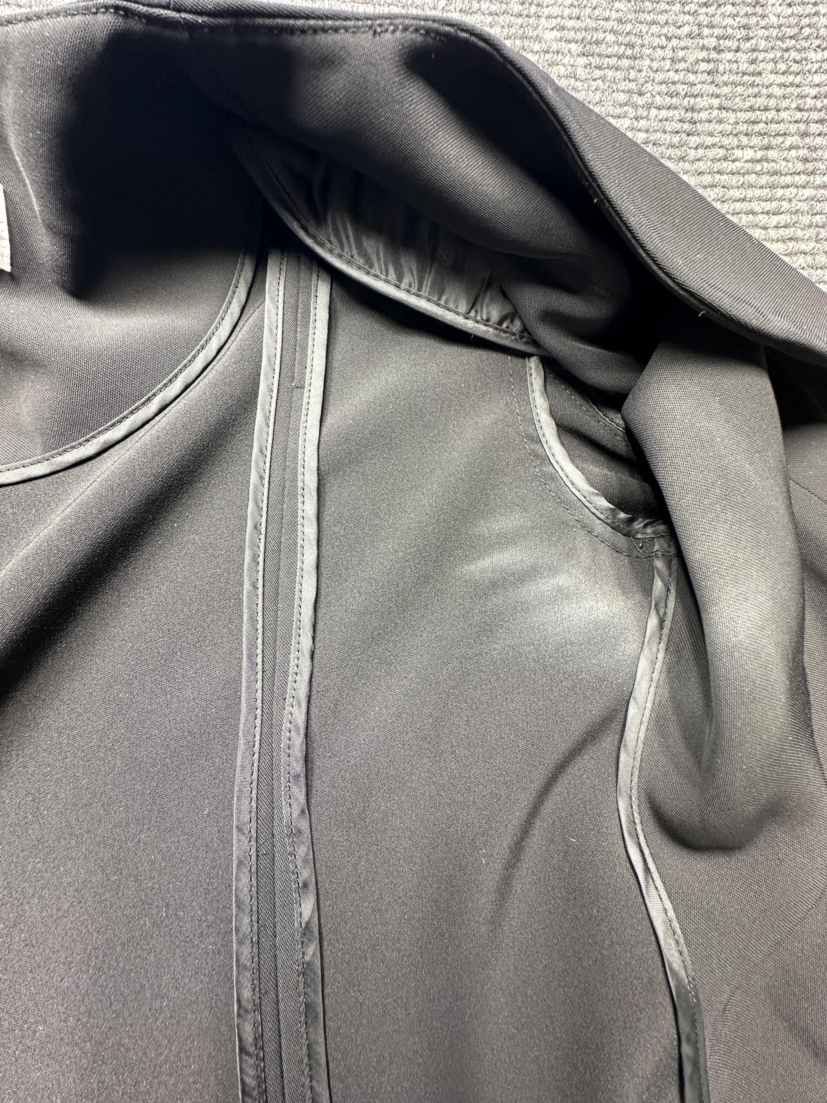 Calvin Klein Blazer Womens 4 Black Collarless Open Front Gold Zip Jacket Stretch thumbnail 10