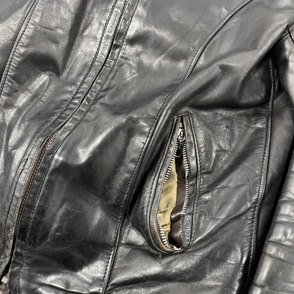 Vintage SCHOTT NYC Leather Cafe Racer Womens - Image 4 of 4