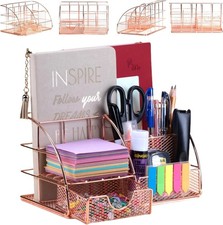 Rose Gold Desk Organizer for Women Cute Home Office Accessories