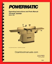 Powermatic 1285 12" Wood Jointer Owner Instruction Service Parts Manual 1682