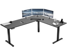 VIVO Black Electric 75" x 63" Corner Standing Desk, L-Shaped Workstation