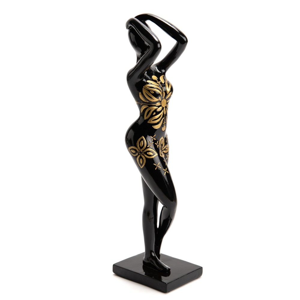 Statue de femme Alix hauteur 40 cm en résine noire pour salon
