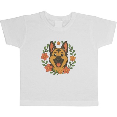 Kinder / Kinder T-Shirts Baumwolle ''Deutscher Schäferhund Blumenkranz'' (TS058120)