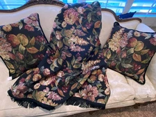 Beautiful Tapestry Floral Fruit pattern Accent Pillows 19x19 and matching throw