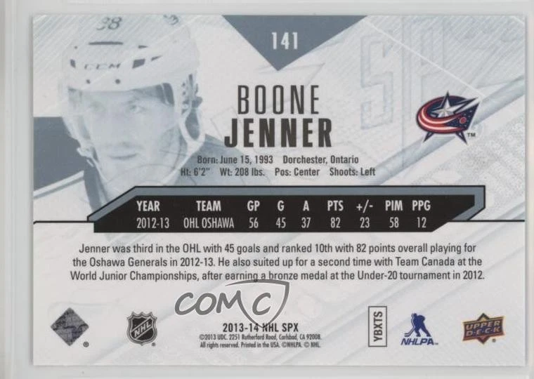 2013-14 SPx Boone Jenner #141 Rookie RC - Image 2 of 2
