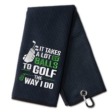 It Takes A Lot of Ball Funny Golf Towel, Embroidered for Bags With Clip, Men'...
