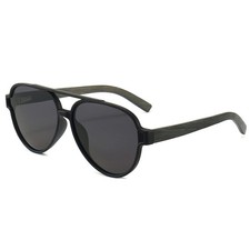 Wood Sunglasses UV Protection Polarized Lenes Classic Aviator Wooden Black Fr...