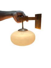 Italian Stilnovo Brass Wall Sconce   Mid Century Modern Globe Light