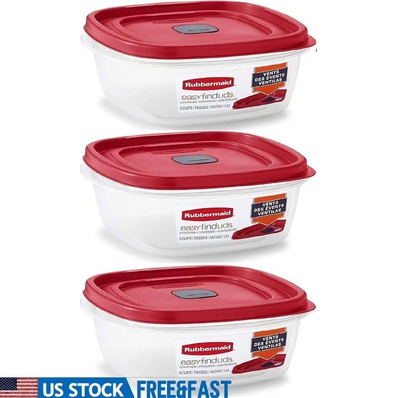 3 Pack BPA Free Vented Food Storage Containers Microwave Safe W/ Snap Lids New