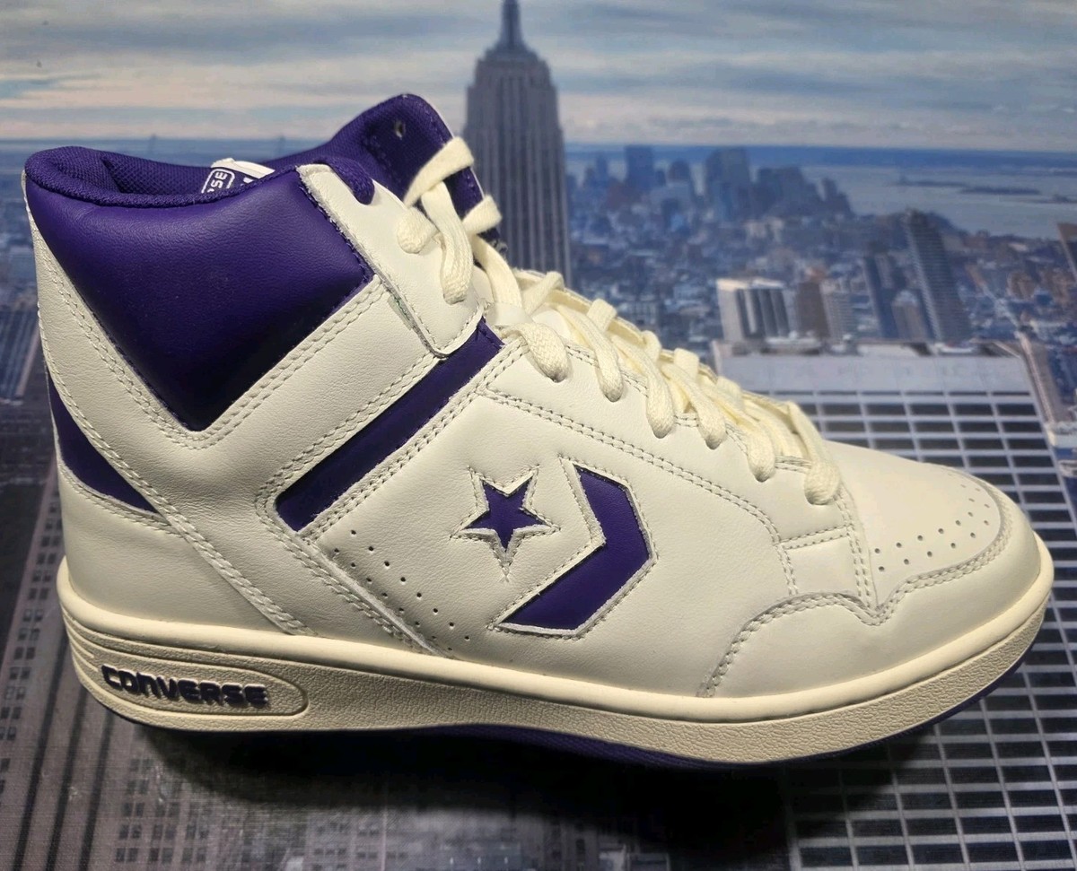 Converse Weapon Mid Top Leather Court Purple/Vintage White  display picture 1