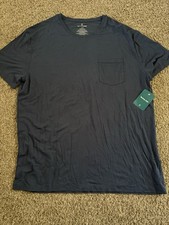 Tommy John Men s Pocket Pajama Top Crew Neck Short Sleeve Modal Blue L